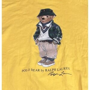 Polo Ralph Lauren Boys' T-Shirt Size M(10-12) Yellow Graphic Polo Bear preppy